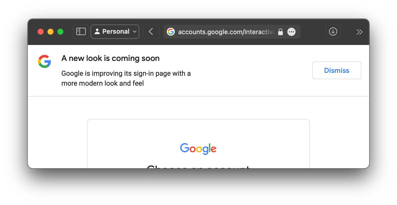 A screenshot showing a google preannounce redesign